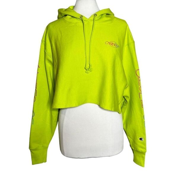 Champion Tops - CHAMPION LADIES Reverse Weave Heavyweight Cropped Hoody Rainbow Logo Sweatshirt